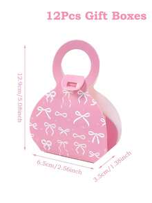 12 PCS Small Pink Bow Handbag Gift Boxes With Gift Tags And Bow Decorations Birthday Wedding Christmas Party Decorations Ladies Return Gifts Small Gift Bags Gift Wrapping Supplies - multicolor - View 3