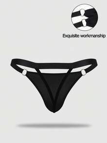 Men's Sexy Underwear Thong Briefs, Fashionable Intimates Breathable - Black - View 2