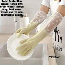 1双长袖橡胶手套，可重复使用洗碗手套，厨房烤箱宠物清洁手套 - 彩色 - 查看 19