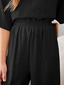 Firerie Kids Firerie Kids Set 2 Potong Nova Glow untuk Liburan Anak Perempuan Remaja, Warna Polos, Leher Bulat, Lengan Pendek - Hitam - View 7