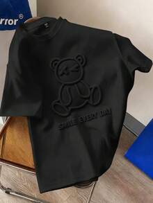 Manfinity Joysei Bộ 3 áo thun nam cỡ tiêu chuẩn in hình gấu bông 3D màu đen, trắng, xanh dương, đa năng cho mùa hè. - Nhiều màu - Xem 4