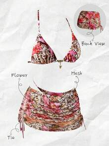 Elavelle Women's Random Print Drawstring Ruched Swimsuit Cover-Up, Spring/Summer - Multicolor - View 1