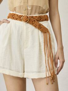 MOTF NEW BOHEMIAN FRINGED BELT - Brown - View 1