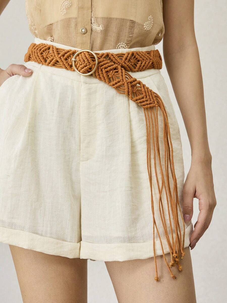 MOTF NEW BOHEMIAN FRINGED BELT - Brown - View 1