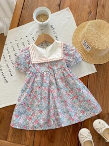 女宝宝可爱甜美花卉刺绣度假连衣裙 - 彩色 - 查看 2