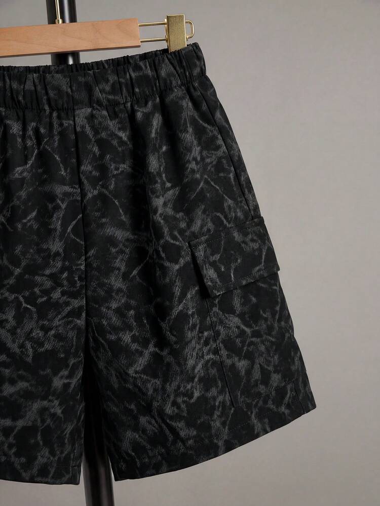 SHEIN 男童弹力腰带休闲工装短裤，适合日常穿着 - 彩色 - 查看 3