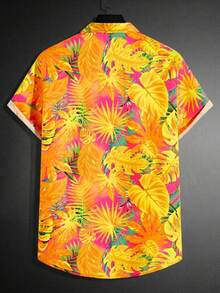 GENTILAND Men Tropical Print Hawaiian Shirt Without Necklace - Multicolor - View 3