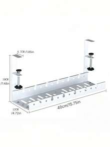 1pc Under Desk Cable Management Tray, Steel Desk Cable Organizer With 3 Slots, Clamp-On Installation, Desk & Office Cable Organizer, Suitable For Home Office Desk (White) - White - View 6