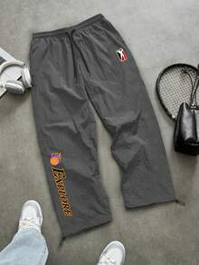 Sport MetroGents Men's Casual Sports Printed Drawstring Loose Pants, Gym - Dark Grey - View 3