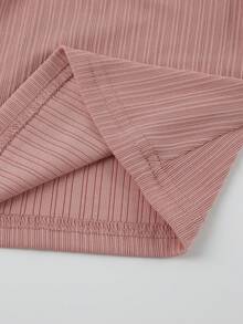 Franclia Áo thun ngắn tay cổ tròn, dáng ôm, tối giản, phối lưới, hàng mới về mùa hè của Niche - Hồng - Xem 5