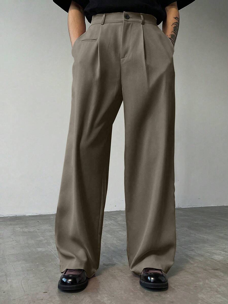 Claim Dot 男士休闲西装裤，简约，适合夏季 - 摩卡棕 - 查看 1