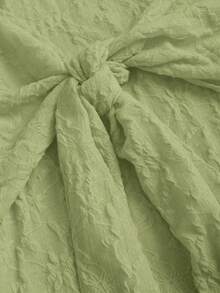 Sweetra Solid Color Square Neck Long Sleeve Dress, New Spring/Autumn Sexy Lace-Up Dress - Green - View 3