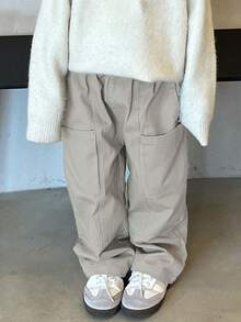 Dazy Kids 男童纯色休闲宽松工装裤 - 淺灰色 - 查看 5