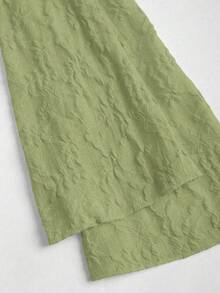 Sweetra Solid Color Square Neck Long Sleeve Dress, New Spring/Autumn Sexy Lace-Up Dress - Green - View 5