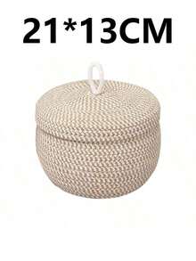 Woven Storage Circular Covered Desktop Handmade Household Egg, Snack, Miscellaneous Fruit Storage Box, Cosmetic Basket - Multicolor - View 7