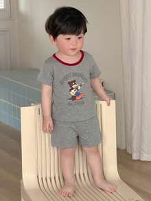 DAZY 2件組男嬰卡通印花圓領背心與長褲睡衣套裝 夏季幼兒 - 灰色 - 查看 6