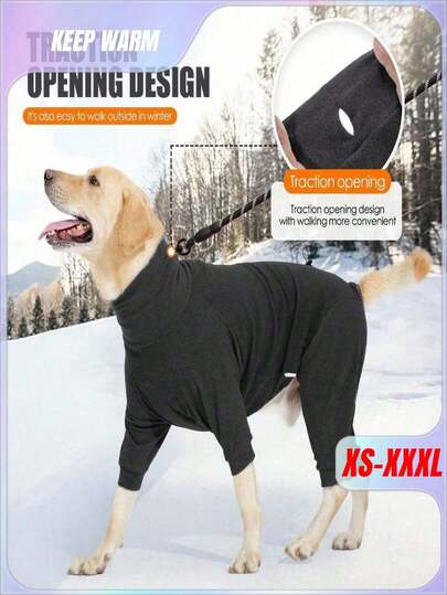Áo khoác mùa đông cho chó, bộ đồ ngủ bằng vải nỉ ấm áp cho chó, áo len toàn thân mềm mại cho chó trong thời tiết lạnh, bộ đồ ngủ liền thân cổ cao chống gió cho chó nhỏ, vừa và lớn.