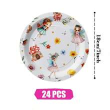 Bộ đồ dùng tiệc dùng một lần Flower Fairy gồm đĩa, khăn ăn và cốc, phục vụ 24 người, thích hợp cho sinh nhật, đám cưới, tiệc theo chủ đề và dã ngoại gia đình. - Xem 9