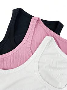 Glamine Conjunto de camiseta de tirantes con pliegues y dobladillo acanalado para mujer, multicolor - Multicolor - Ver 3