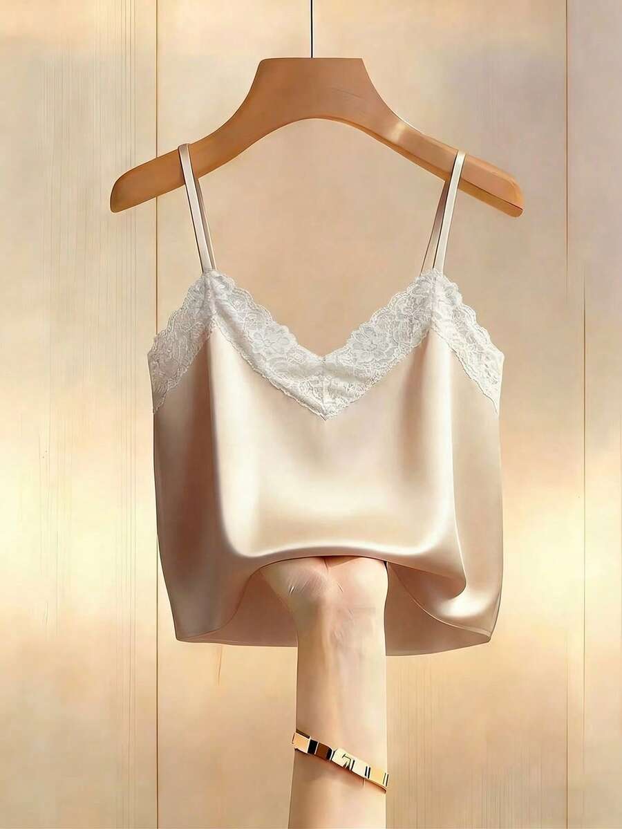 Resyla Áo hai dây kiểu dáng mới, đa năng, viền ren phía trước dành cho nữ. - Nhiều màu - Xem 1