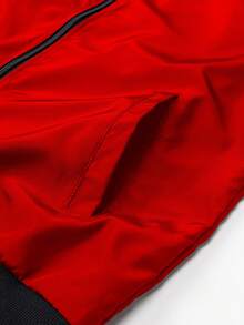 Manfinity Homme Men's Contrast Color Casual Long Sleeve Jacket - Red - View 8
