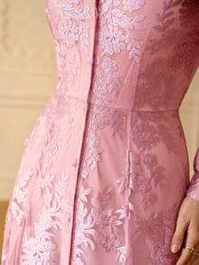 ZEYLAH Đầm dài dáng chữ A thanh lịch, lãng mạn, thêu họa tiết, thích hợp cho mùa xuân/hè. - Hồng - Xem 2