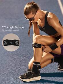 GLOWMODE 1条装 Hustle & Flow 针织吸汗速干透气硅胶垫减震可调节绑带护膝，适用于跑步、慢跑、训练、徒步、网球、高尔夫等日常运动。 - 黑色 - 查看 3