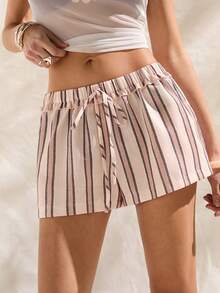 Easelle Pink Striped Woven Women's Shorts - Multicolor - View 5