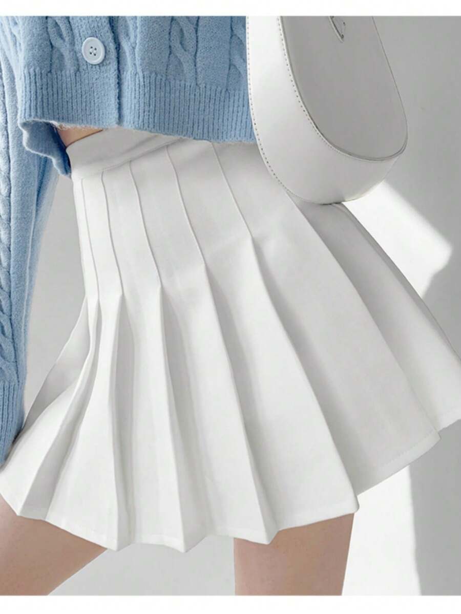 SHEIN Unity 女士百褶裙 - 白色 - 查看 1