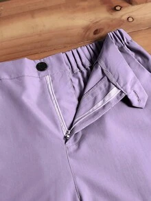 SHEIN 2pcs/Set Teen Boy Gentleman Outfit,Summer Mint Green Slim Fit Vest,Textured Long Pants,Elegant Formal Suit For Birthday,Wedding,Graduation,Pageboy - Purple - View 7