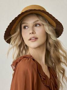 MOTF PREMIUM 海边沙滩防晒草帽 - 駝色 - 查看 5