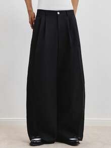 TOKVUE 男士休闲日常通勤西装裤 - 黑色 - 查看 1