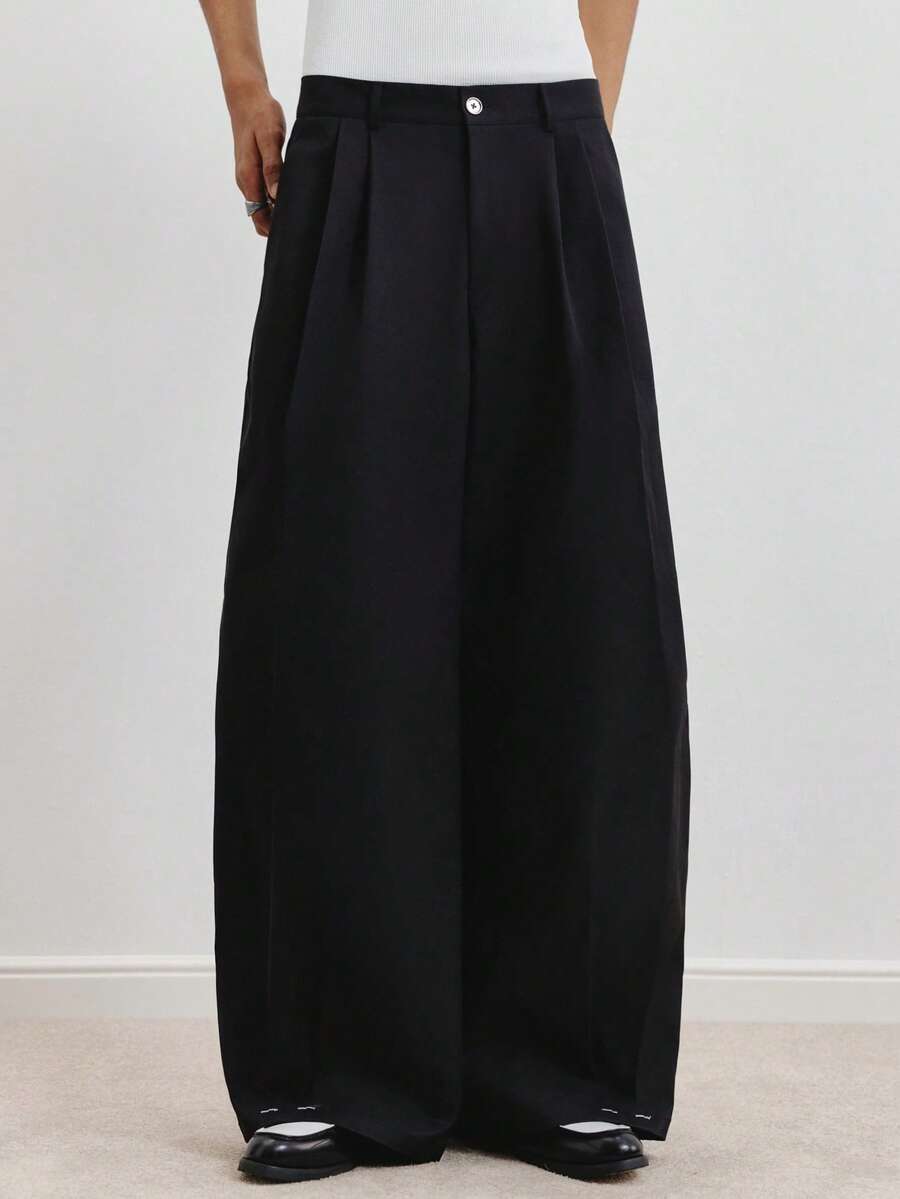 TOKVUE 男士休闲日常通勤西装裤 - 黑色 - 查看 1