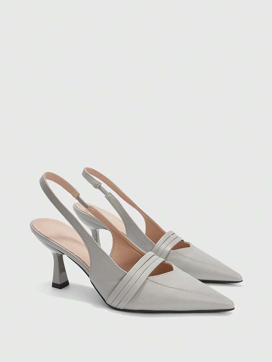 CUCCOO BIZCHIC Tacones de punta para mujer, tacones altos versátiles para ir al trabajo y uso diario - Gris Claro - Ver 1
