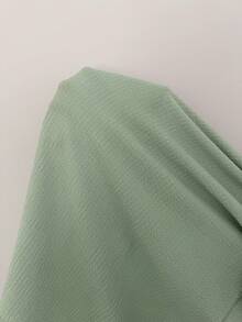 SHEIN Women's Cute & Sweet Embroidered Lace Collar Pocket Applique Pajama Set/Holiday Sleepwear Set - Green - View 6