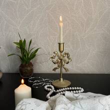 Cirelle 1 件复古蝴蝶结烛台 - 金/白浪漫餐桌装饰，手工金属烛台，适用于餐厅和家居 - 彩色 - 查看 9