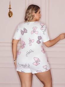 Slumberry CURVE Große Größen Frauen Y2K Schmetterling Muster süßer Pyjama-Jumpsuit - Verschiedenfarbig - Übersicht 2