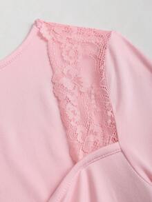 Sweetra Y2K Sexy Patchwork Versatile Loose Fit Long Sleeve T-Shirt, Suitable For Commuting In Autumn - Pink - View 6
