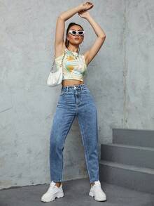 SHEIN ICON Jeans skinny délavé décontracté pour femmes - Jean clair - Voir 6