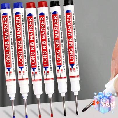 SHEIN 4 adet Uzun Uçlu İşaretleyici Kalem Derin Delikli Uzun Uçlu İşaretleyiciler 2 cm/0,78 inç Metal Delme Kalemi Su Geçirmez Banyo Ahşap İşleme Dekorasyonu İçin