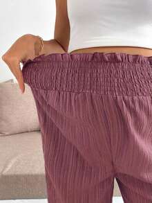 SHEIN Maternity Solid Color Loose Fit Wide Leg Pants - Red - View 6