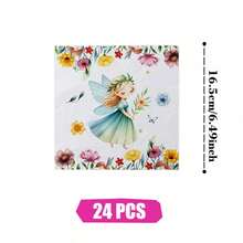 Bộ đồ dùng tiệc dùng một lần Flower Fairy gồm đĩa, khăn ăn và cốc, phục vụ 24 người, thích hợp cho sinh nhật, đám cưới, tiệc theo chủ đề và dã ngoại gia đình. - Xem 6
