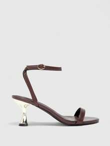 CUCCOO CHICEST 女士搭扣设计优雅高跟凉鞋，适合日常穿着 - 棕色 - 查看 2