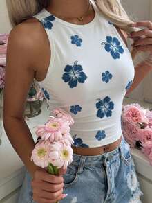 Modelyn 休闲简约圆领紧身女式背心，适合夏季穿着 - 彩色 - 查看 3