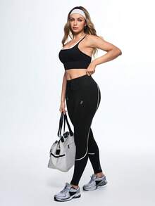 Eassivo Eassivo Quần legging thể thao nữ có dây rút ở eo và túi - màu đen - Xem 7