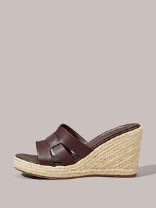 Styleloop Giày sandal đế xuồng mũi tròn màu cà phê dành cho nữ, chất liệu vải lanh, kiểu dáng thường ngày, phù hợp cho đi làm, đi nghỉ mát, du lịch và phong cách bohemian dự lễ hội âm nhạc. - màu nâu - Xem 2