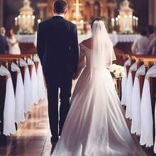 10PCS /1 Set Wedding Aisle Decorations, 39.37 Inch White Sheer Tulle, Wedding Chair Decor, Aisle Decor, Bridal Shower Venue Decor, Suitable For Church, Bridal Shower, Wedding Reception, Party - multicolor - View 3