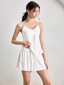 Ocili Satin Smooth Soft & Comfortable Women Pajama Set - White - View 5