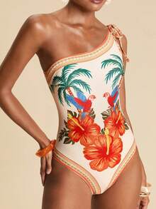 Travachic Women's Summer Beach Vacation Tropical Print Twist Front One-Piece Swimsuit - Multicolor - View 6