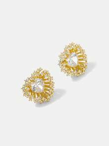 MOTF PREMIUM Pendientes personalizados de metal con diamantes de lujo ligera pre18K - Dorado - Ver 2